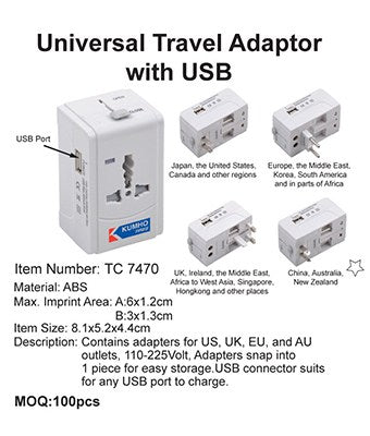 Universal Travel Adaptor with USB - Tredan Connections