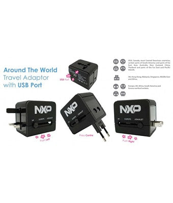 Around The World Travel Adaptor with USB Port - Tredan Connections