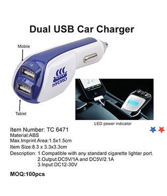 Dual USB Car Charger - Tredan Connections