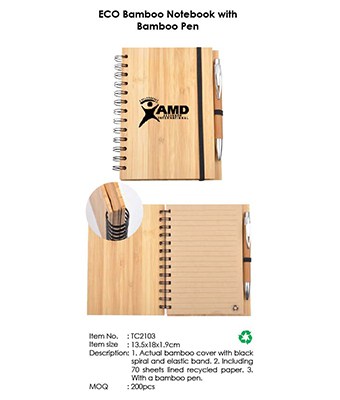 ECO Bamboo Notebook with Bamboo Pen - Tredan Connections