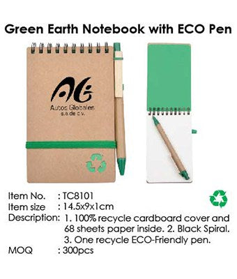 Green Earth Notebook with ECO Pen - Tredan Connections
