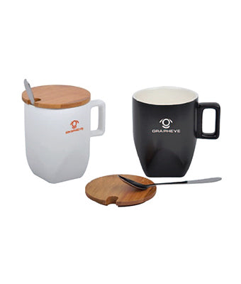 Matt Ceramic Cup with Wooden Lid - Tredan Connections