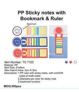PP Sticky Notes with Bookmark & Ruler - Tredan Connections