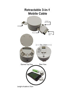 Retractable 3-in-1 Mobile Cable - Tredan Connections