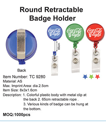 Round Retractable Badge Holder - Tredan Connections
