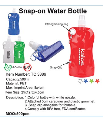 Snap-on Water Bottle - Tredan Connections