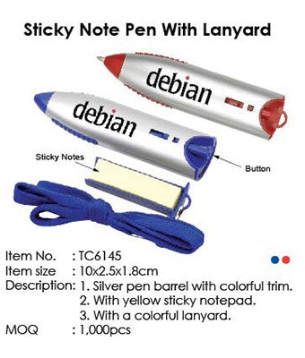 Sticky Note Pen With Lanyard - Tredan Connections