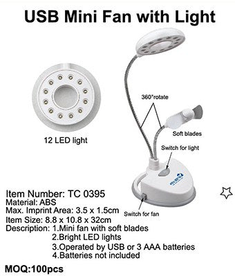 USB Mini Fan with Light - Tredan Connections