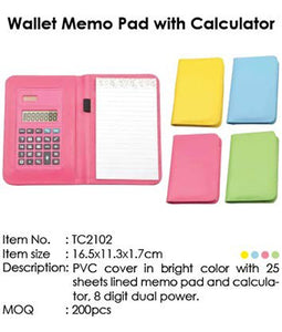 Wallet Memo Pad with Calculator - Tredan Connections